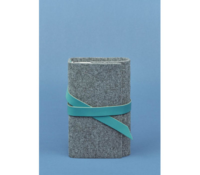 Фетровий жіночий блокнот (Софт-бук) 1.0 з шкіряними бірюзовими вставками - BN-SB-1-st-flt-tiffany BlankNote