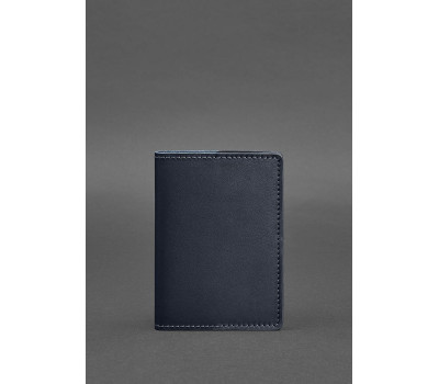 Шкіряна обкладинка для паспорта 1.3 темно-синя - BN-OP-1-3-navy-blue BlankNote