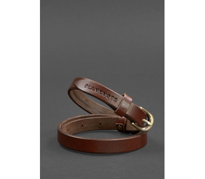 Жіночий шкіряний вузький ремінь 15 мм Коричневий - BN-BELT-4-flint BlankNote