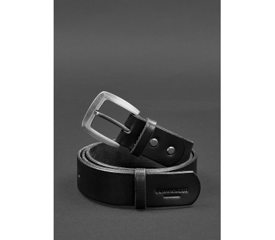 Чоловічий шкіряний вузький ремінь 33 мм Чорний - BN-BELT-3-raven BlankNote