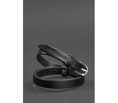 Жіночий шкіряний вузький ремінь 15 мм Чорний - BN-BELT-4-raven BlankNote
