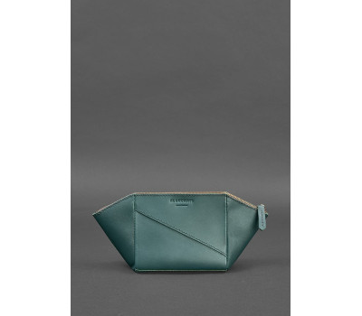 Жіноча шкіряна косметичка Краст зелена - BN-CB-2-malachite BlankNote