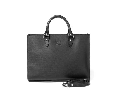 Жіноча шкіряна сумка Fancy A4 чорна - TW-Fency-A4-black-ksr The Wings