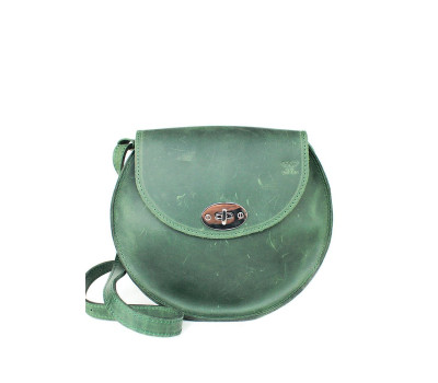 Женская кожаная сумка Круглая зеленая винтажная - TW-RoundBag-green-crz The Wings