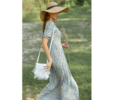 Шкіряна жіноча сумка з бахромою міні-кроссбоді Fleco біла - BN-BAG-16-light BlankNote