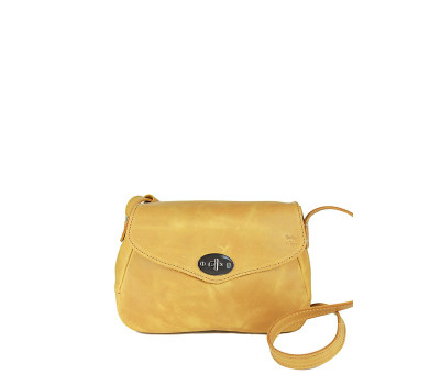 Жіноча шкіряна сумка Трапеция жовта вінтажна - TW-Trapezoid-yell-crz The Wings