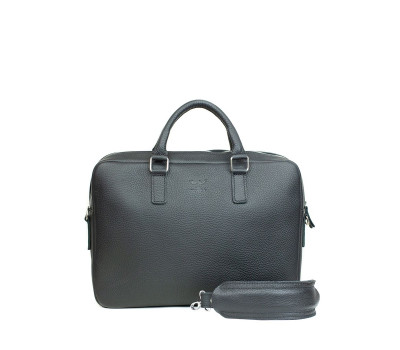 Кожаная деловая сумка Briefcase 2.0 черный флотар - TW-Briefcase-2-black-flo The Wings