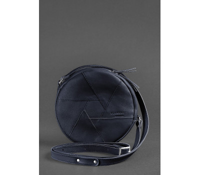 Шкіряна кругла жіноча сумка Бон-Бон темно-синя - BN-BAG-11-navy-blue BlankNote