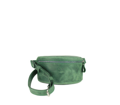 Кожаная поясная сумка зеленая винтажная - TW-BeltBag-green-crz The Wings