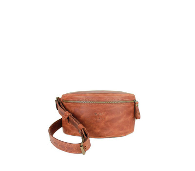 Кожаная поясная сумка светло-коричневая винтажная - TW-BeltBag-kon-crz The Wings