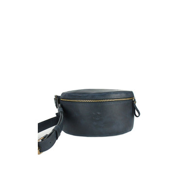 Кожаная поясная сумка темно-синяя винтажная - TW-BeltBag-blue-crz The Wings