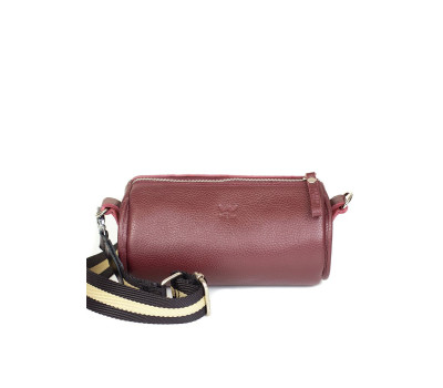 Кожаная сумка поясная-кроссбоди Cylinder бордовая флотар - TW-Cilindr-mars-flo The Wings