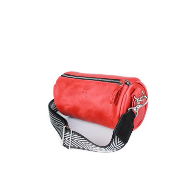 Кожаная сумка поясная-кроссбоди Cylinder красная винтажная - TW-Cilindr-red-crz The Wings