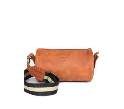 Кожаная сумка поясная-кроссбоди Cylinder светло-коричневая винтажная - TW-Cilindr-kon-crz The Wings