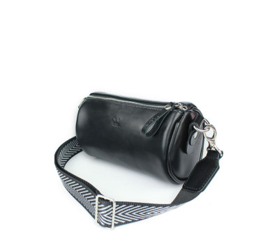 Кожаная сумка поясная-кроссбоди Cylinder черная - TW-Cilindr-black-ksr The Wings