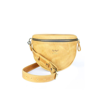 Кожаная сумка поясная-кроссбоди Vacation желтая винтажная - TW-Vacation-yell-crz The Wings