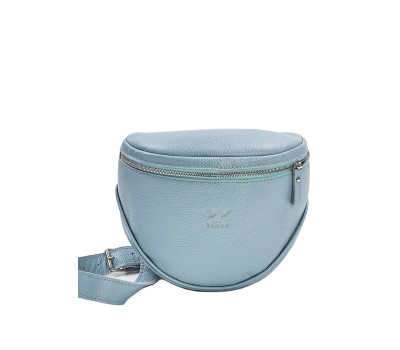 Кожаная сумка поясная-кроссбоди Vacation голубая флотар - TW-Vacation-blue-flo The Wings