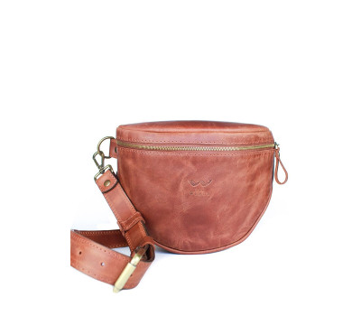 Кожаная сумка поясная-кроссбоди Vacation светло-коричневая винтажная - TW-Vacation-kon-crz The Wings