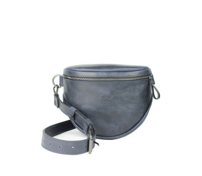 Кожаная сумка поясная-кроссбоди Vacation синяя винтажная - TW-Vacation-blue-crz The Wings