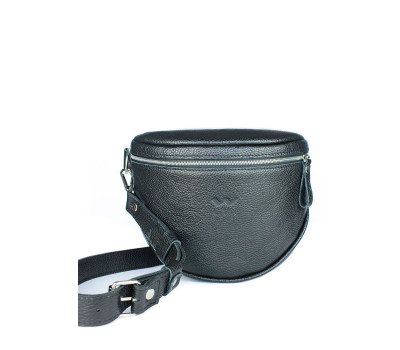 Кожаная сумка поясная-кроссбоди Vacation черная флотар - TW-Vacation-black-flo The Wings
