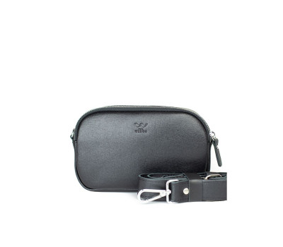 Кожаная сумка поясная/кроссбоди Holly черная сафьян - TW-Holly-black-saf The Wings