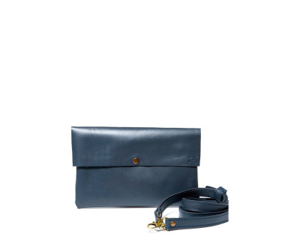 Кожаный клатч со съемной шлейкой синий - TW-Clatch-blue-ksr The Wings
