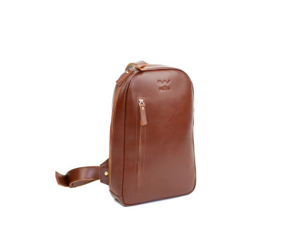 Мужская кожаная сумка Chest bag светло-коричневая - TW-Chest-bag-kon-ksr The Wings