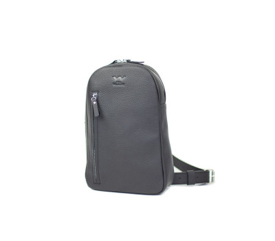 Мужская кожаная сумка Chest bag черная флотар - TW-Chest-bag-black-flo The Wings