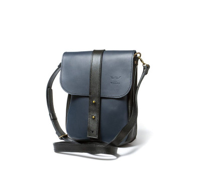 Мужская кожаная сумка Mini Bag сине-черная - TW-Mini-bag-blue-black-ksr The Wings