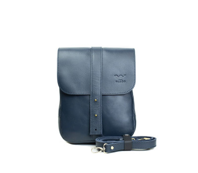 Мужская кожаная сумка Mini Bag синяя - TW-Mini-bag-blue-ksr The Wings