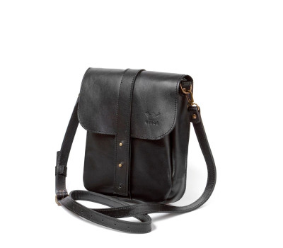 Мужская кожаная сумка Mini Bag черная - TW-Mini-bag-black-ksr The Wings