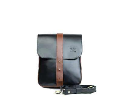 Мужская кожаная сумка Mini Bag черно-коричневая - TW-Mini-bag-black-kon-ksr The Wings