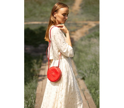 Шкіряна кругла жіноча сумка Бон-Бон червона - BN-BAG-11-red BlankNote