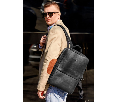 Чорний шкіряний чоловічий рюкзак Foster - BN-BAG-39-g BlankNote