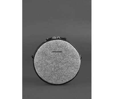 Кругла фетрова жіноча сумка Tablet з шкіряними чорними вставками - BN-BAG-23-felt-g BlankNote
