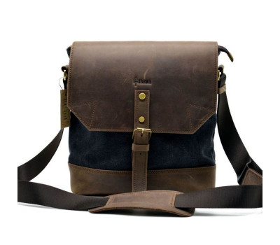 Чоловіча сумка-меседжер комбінована зі шкіри та парусини RG-1307-4lx бренду TARWA