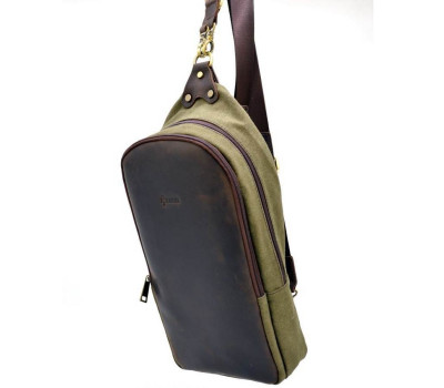 Слінг-рюкзак з канвас і кінської шкіри RH-2017-4lx TARWA