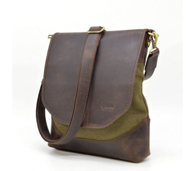 Чоловіча сумка через плече зі шкіри та канвас RH-18072-4lx TARWA