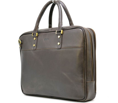 Чоловіча шкіряна сумка-портфель тонка, коричнева TARWA TC-4766-4lx