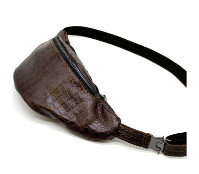 Бананка, кожаная сумка на пояс "крокодил" TARWA RP1-3036-3md