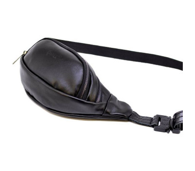 Кожаная сумка бананка с черными молниями TARWA GA-2406-3md