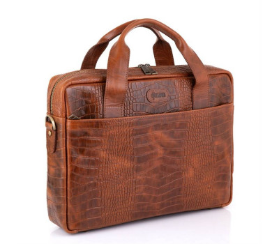 Кожаная сумка для ноутбука и документов с тиснением под рептилию REP-1813-4lx бренда TARWA