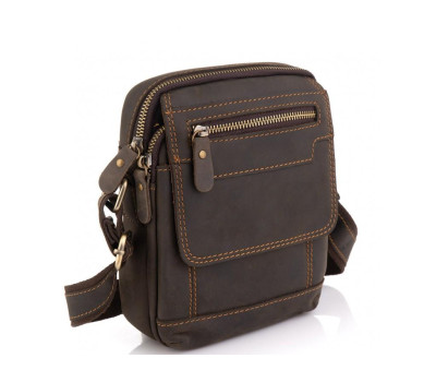 Чоловіча шкіряна сумка коричнева Tiding Bag t2101