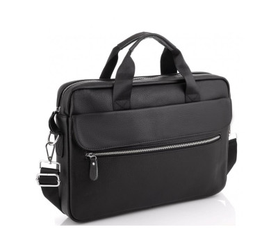 Сумка для ноутбука кожаная мужская черная Tiding Bag A25-1127A