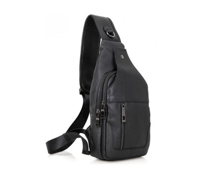 Шкіряний чорний слінг Tiding Bag 4004A
