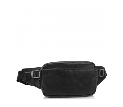 Сумка на пояс з натуральної шкіри чорна Tiding Bag 1001A