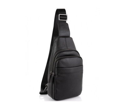 Чоловічий шкіряний чорний слінг на плече Tiding Bag SM8-015A