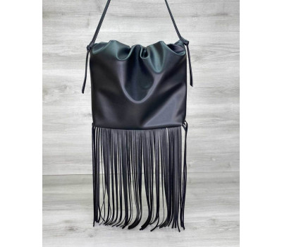 Жіноча сумка з бахромою «Піпер» чорна WeLassie