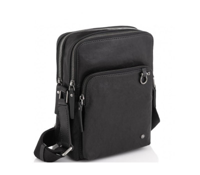 Сумка через плече шкіряна чорна Tiding Bag SM13-0014A