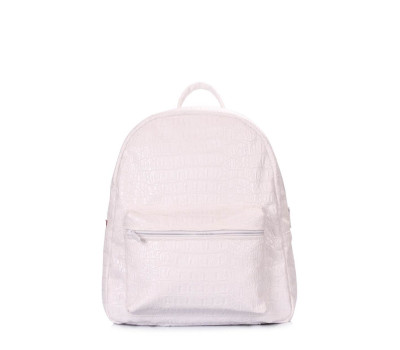 Белый рюкзак XS с тиснением под крокодила (xs-croco-white)